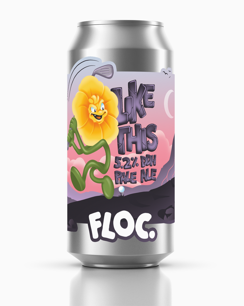 Silver can with colorful label featuring a cartoon character and text on a white background