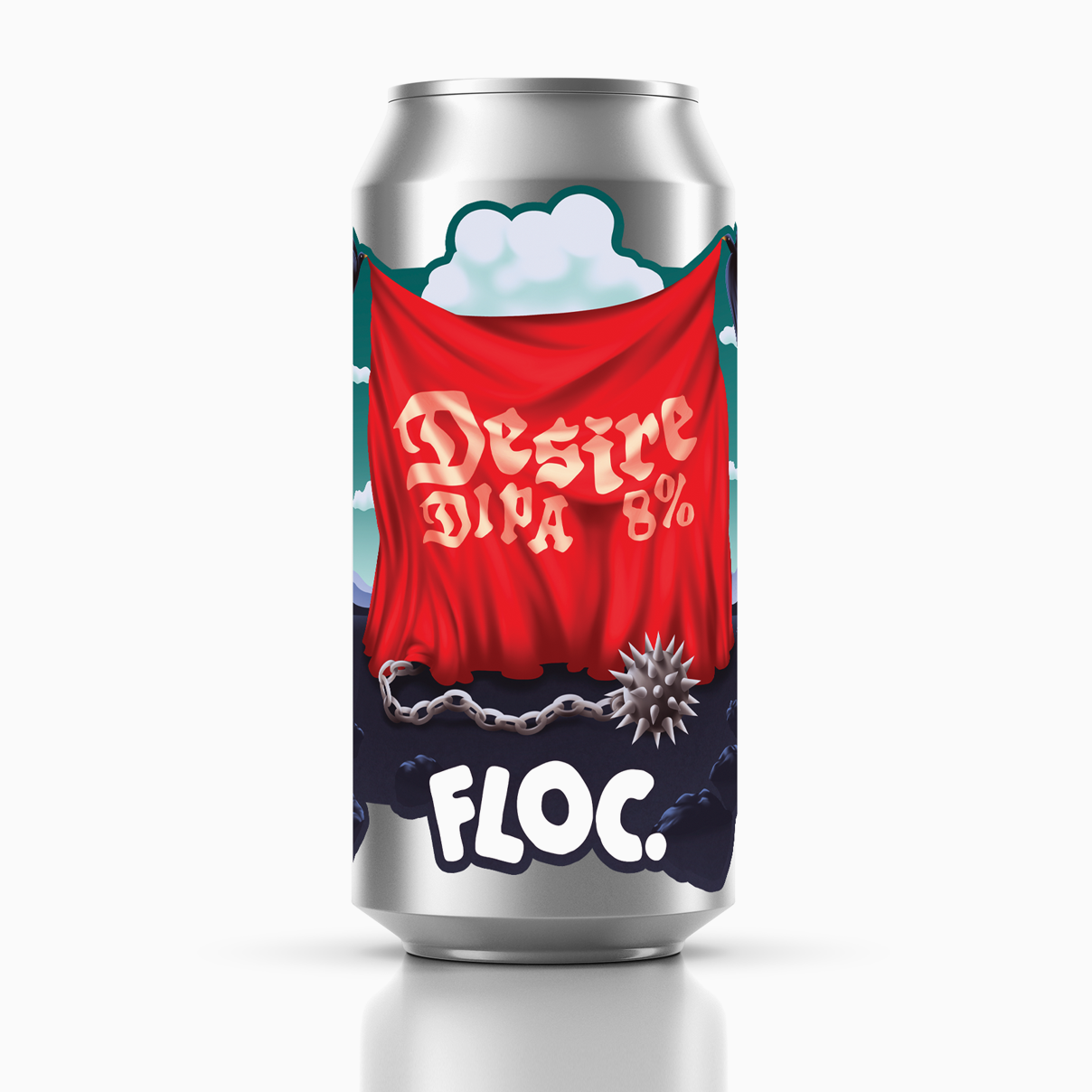 Desire DIPA can by Floc Brewing – a hazy, golden Double IPA with a bold, modern label design, set against a clean background.